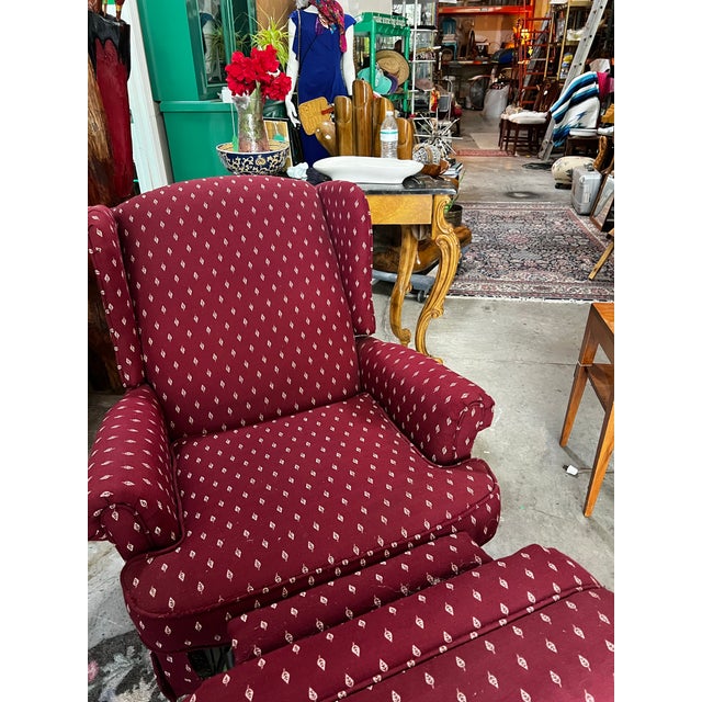 1970s Red Covered Reclining Rocking Chair For Sale - Image 4 of 8