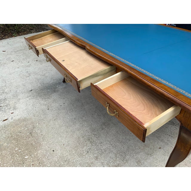 Large Louis XV Style Leather Top Desk For Sale In Tampa - Image 6 of 8