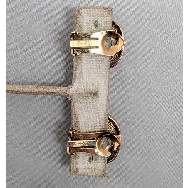 Vintage 1980s Signed Henkel & Grosse Goldtone Faux-Amethyst Clip Earrings-2 Pieces For Sale - Image 10 of 10