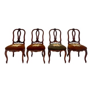 Antique Traditional Baroque Dining Chairs With Needlepoint Seat For Sale