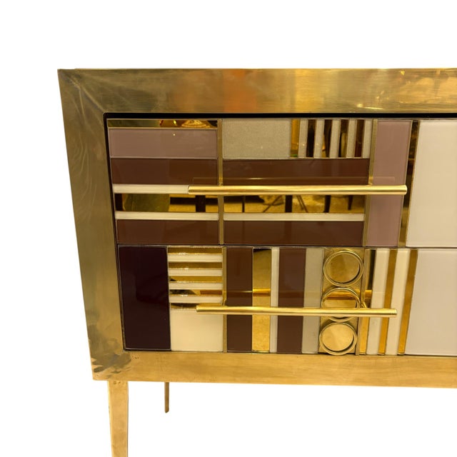 Gold Gold, Burgundy and Pink Murano Glass Sideboard, 1980s For Sale - Image 8 of 9
