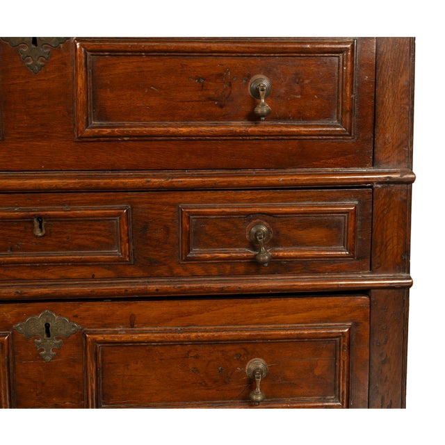 Antique English Country 17th Century Jacobean Charles II Oak Chest Drawers 1680 For Sale - Image 15 of 16