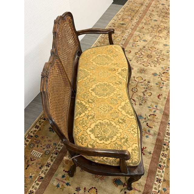 Brown 20th Century French Cane Back Sofa Bench For Sale - Image 8 of 12