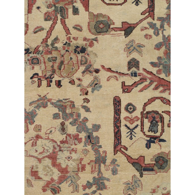Antique Persian Sultanabad Carpet Handmade Oriental Rug, Ivory, Gold, Green Blue For Sale - Image 16 of 18