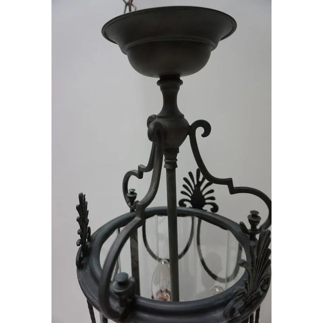 French Neoclassical Bronze & Glass Hall Lantern, 1890s For Sale - Image 4 of 11