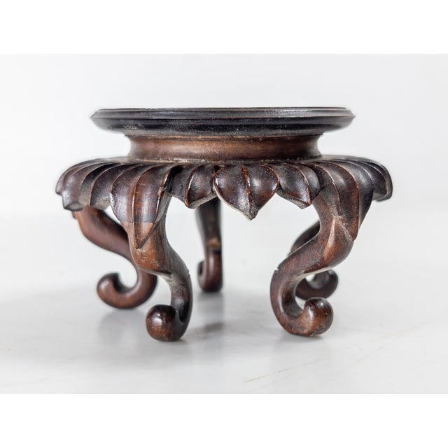 Mid 20th Century 20th Century Chinese Carved Lotus Form Display Stand Base For Sale - Image 5 of 8