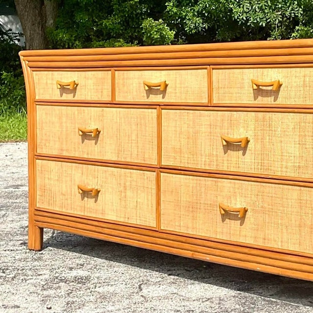 Late 20th Century Vintage Coastal Grasscloth Dresser For Sale - Image 15 of 15