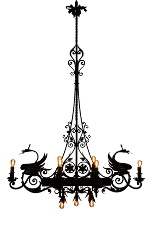 Chandelier in Black Wrought Iron by Carlo Rizzarda, 1920s