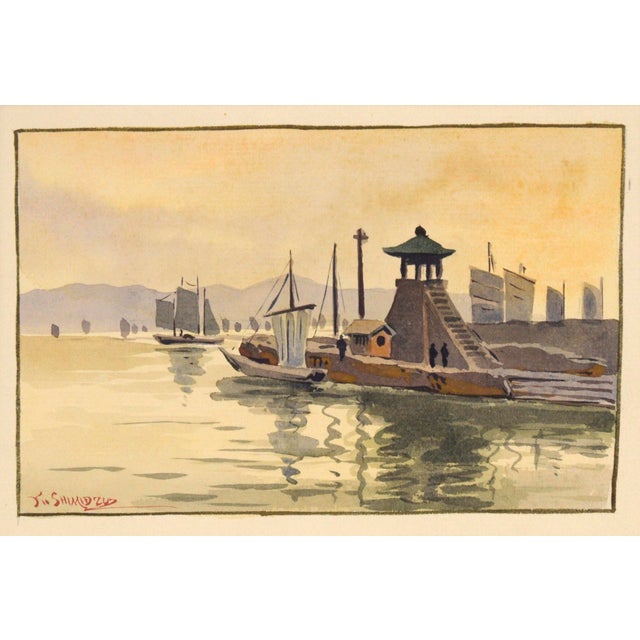 Impressionist Sailboats at the Dock - Seascape by Yoshiro Shimidzu For Sale - Image 3 of 8