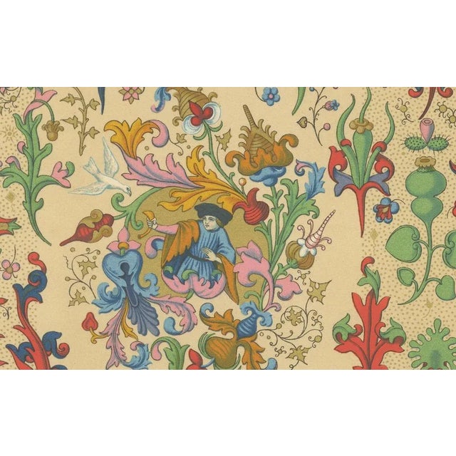 After Racinet, Medieval Floral Ornament Illuminated Manuscript Motifs, Plate XLVIII, 1869, Print For Sale - Image 4 of 10