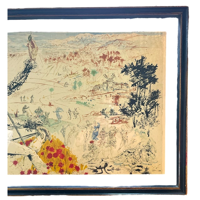Off-white Framed 1950s Signed Salvador Dalí Lithograph Don Quixote l'Age d'Or From Don Quichotte De La Mancha For Sale - Image 8 of 11