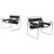 Pair of Armchairs " B3 Wassily " Iconic Bauhaus design by Marcel Breuer for Gavina, Italy, 1960s Tubular Chrome and Black...