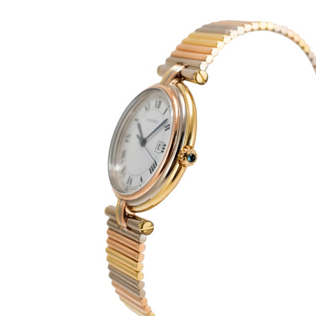 Cartier Vintage Cartier Panthere Vendome 30mm Ref 8100 18k Tri-Color Gold Quartz Watch For Sale - Image 4 of 10