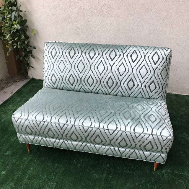 MidCentury Italian Velvet Celadon Loveseat Chairish