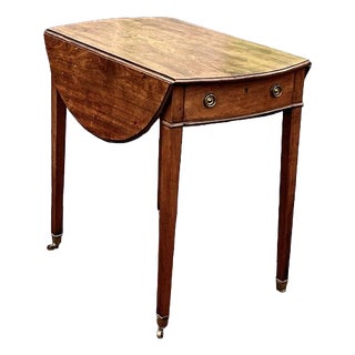 Antique Mahogany Side Table with Drawer and Fold Out Flaps For Sale