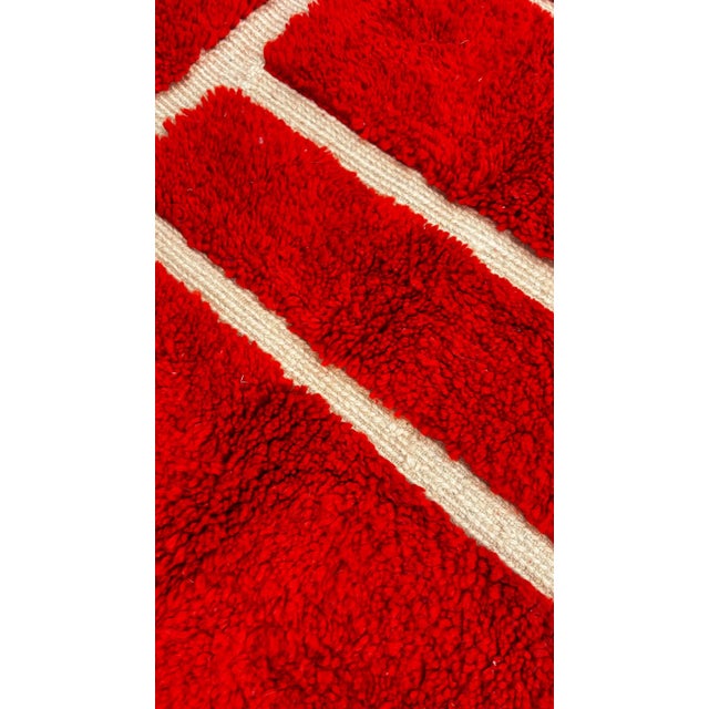 Graphic Red Moroccan Berber Rug For Sale - Image 11 of 14