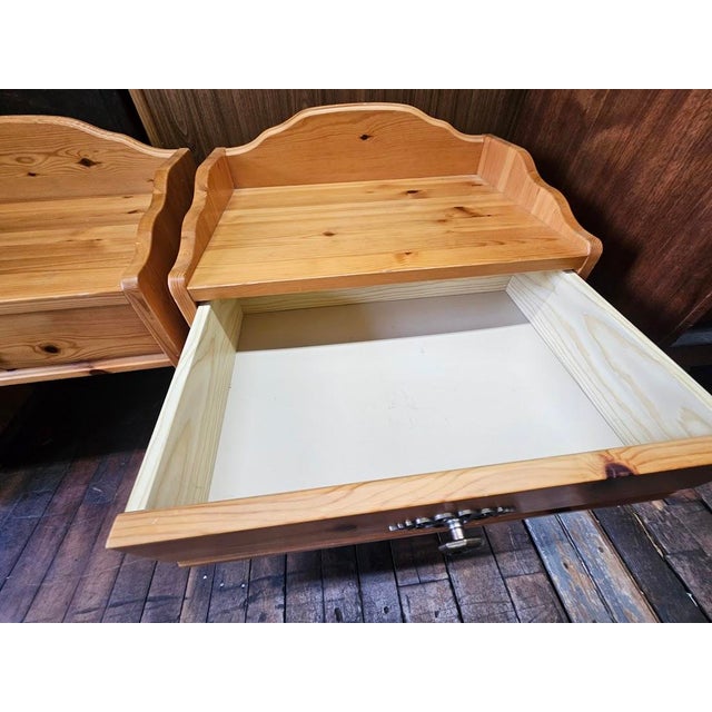 Brown Pair of Scandinavian Pine Nightstands For Sale - Image 8 of 10
