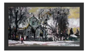 Magdalena Spasowicz, Landscape with a Church, Oil on Board, 2002