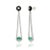 Art Deco Mid 20th Century Inspired Emerald Diamond Earrings With Enamel in 14k Solid Gold- A Pair For Sale - Image 3 of 8