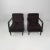Italian mid-century modern wood velvet dark brown armchairs, 1940s Pair of armchairs with padded seats and backrests...