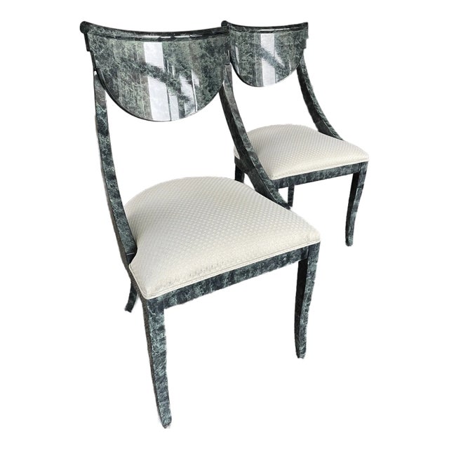 Vintage Lacquered Wood Italian Hollywood Regency Dining Chairs by Pietro Costantini - A Pair For Sale