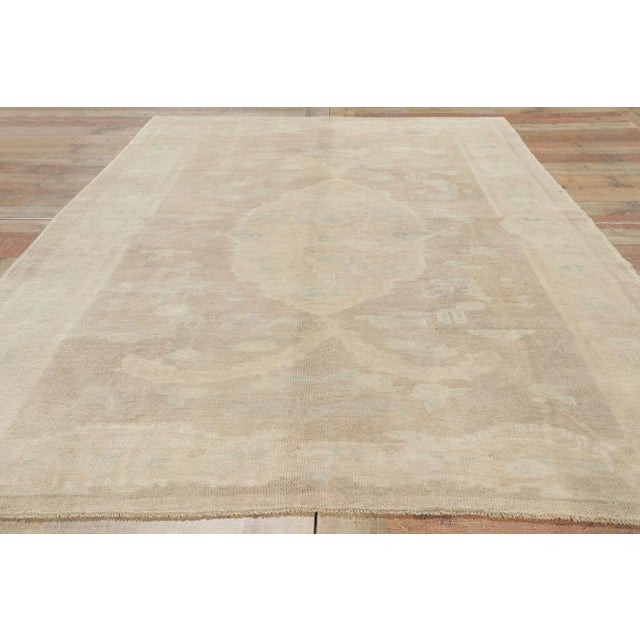 Tan Vintage Turkish Oushak Rug - 05'00 X 08'00 For Sale - Image 8 of 10