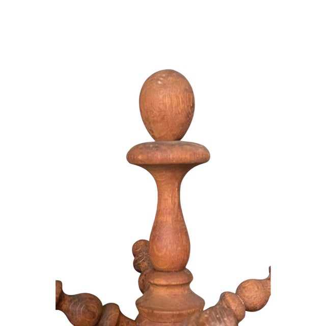 Early 20th Century turned wood coat rack featuring extraordinary hand-turned details, dating from circa 1900–1920. This...
