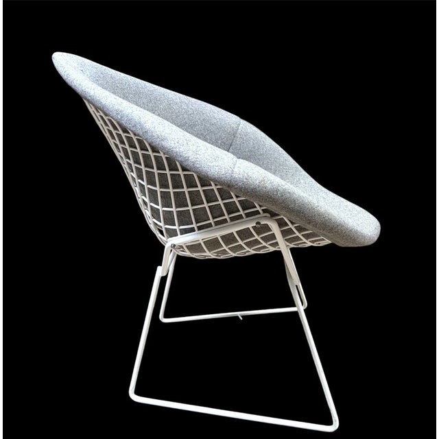 1960's Vintage MCM & Organic Modernism Diamond Chair Attributed to Knoll Harry Bertoia with a grey fabric cover and white...