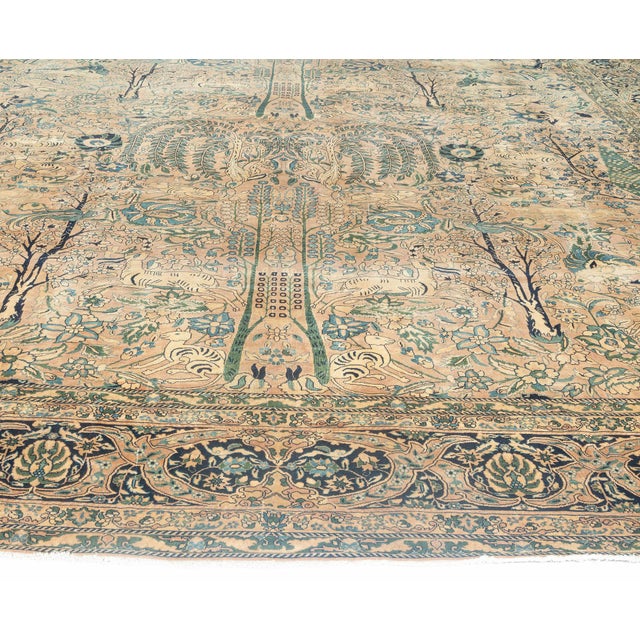 Antique Persian Kirman Botanic Handmade Wool Rug For Sale In New York - Image 6 of 9