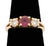 Contemporary 14k Yellow Gold Pink Tourmaline and Diamond Three-Stone Ring For Sale - Image 3 of 9