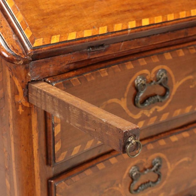 Baroque Walnut Bureau with Maple Inlays For Sale - Image 10 of 16