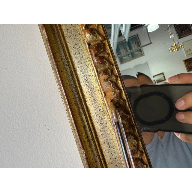 1970s Vintage Italian Hollywood Regency Gold & Silver Leaf Wall Mirror/ Sold For Sale - Image 10 of 12