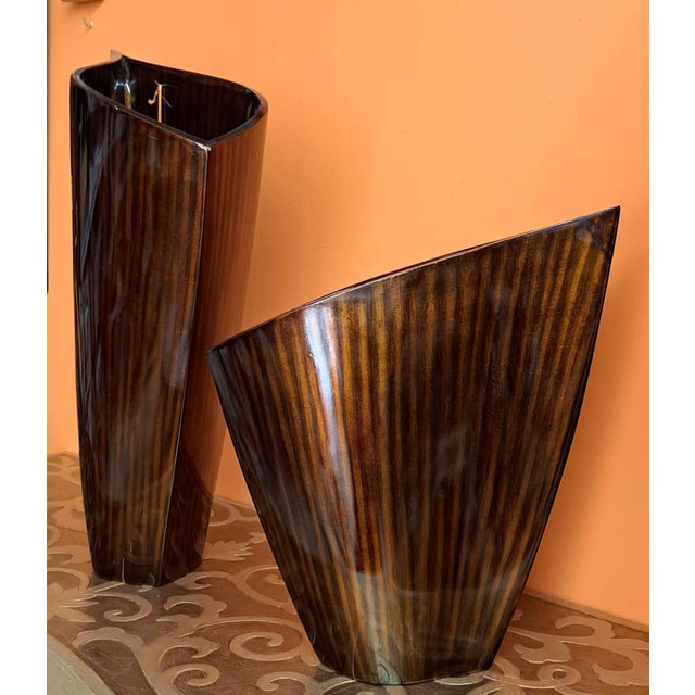 1990s Avant Garde Wooden Vases, 1990s, Set of 2 For Sale - Image 5 of 11