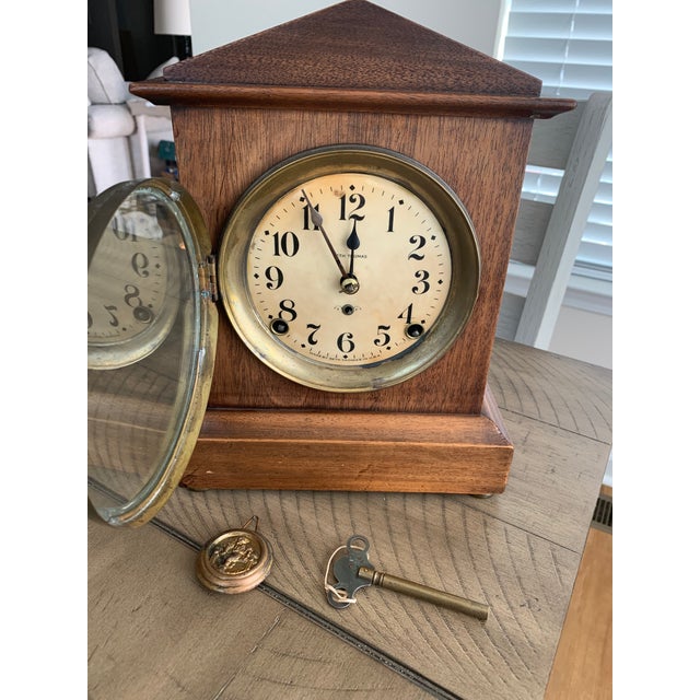 19151929 Seth Thomas 8 Day Key Wind Mantle Clock With Brass 89ad