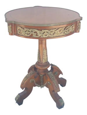 French Style Round Mahogany Pedestal Lamp Table with Ormolu Mounts