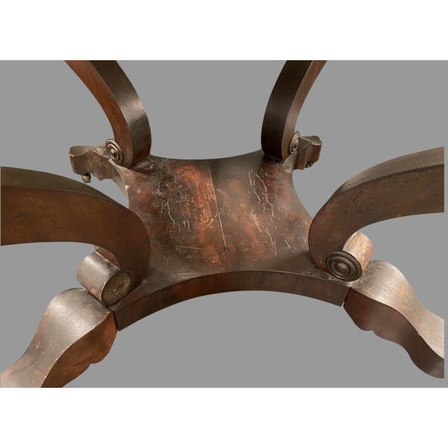 Brown Antique Empire Marble Top Center Table Mahogany Parlor Console Sofa Table For Sale - Image 8 of 11