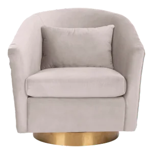 Quilted Swivel Tub Chair in Pale Taupe
