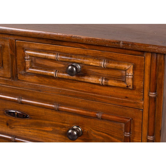 Early 20th Century English 4 Drawer Pine Chest With Bamboo Detail For Sale - Image 13 of 13