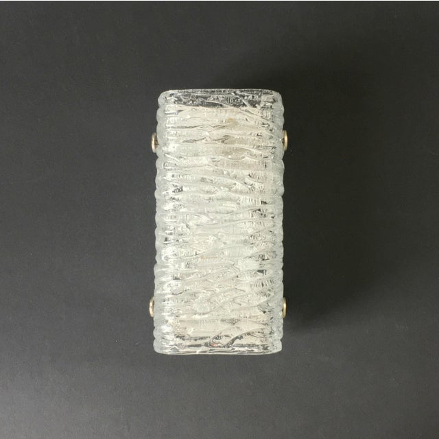 Pair of mid-century modern ice glass wall lamps from premium lighting manufacturer kaiser leuchten, germany's highest-...