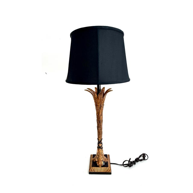 French French Hollywood Regency Gilt Palm Table Lamp For Sale - Image 3 of 10