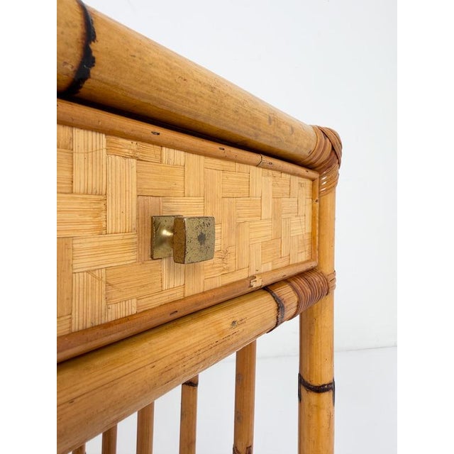 Mid-Century Modern Italian Bamboo, Cane and Rattan Console Desk, 1970s For Sale - Image 9 of 18