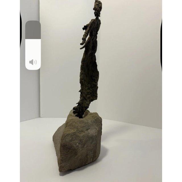 Copper Vintage Brutalist Female Warrior on Rock Foundation For Sale - Image 8 of 12