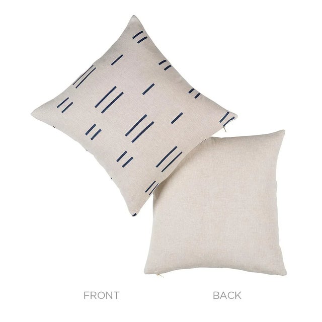 Contemporary Schumacher x Caroline Z Hurley Oaxaca Pillow In Navy on Natural For Sale - Image 3 of 4