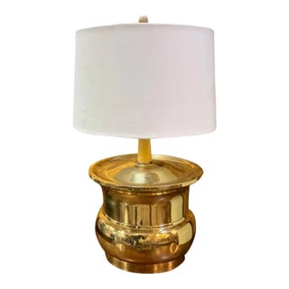 Mid Century Brass Urn Lamp, Signed For Sale