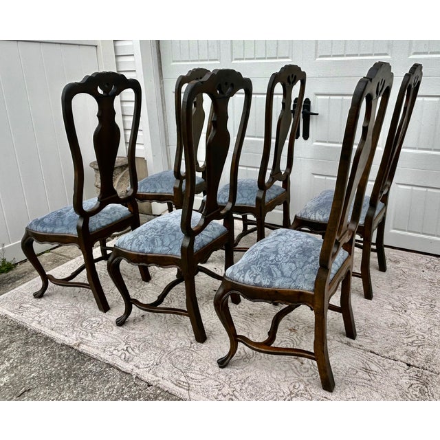 Vtg. Set of Eight Carved Italian Provincail Dining Chairs in a Walnut Finish For Sale - Image 14 of 15