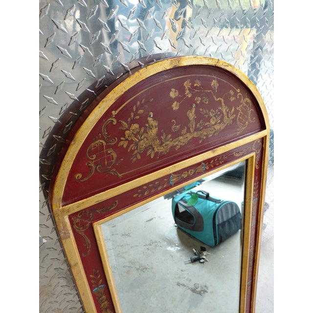 La Barge Vintage La Barge Chinoisserie Mirror in Red With Gold Details For Sale - Image 4 of 11