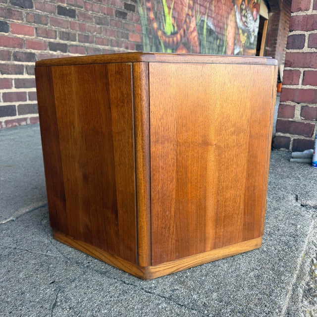 Wood Lane Hexagonal Walnut Storage End Table For Sale - Image 7 of 12