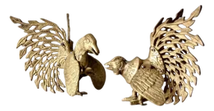 Mid-Century Brass Rooster Pair
