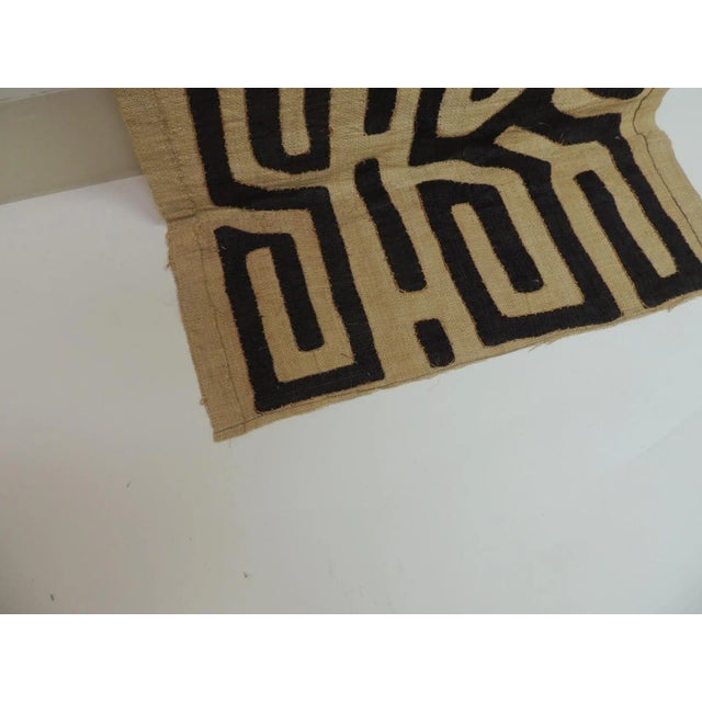 Vintage Natural and Black African Applique Kuba Textile For Sale - Image 4 of 6