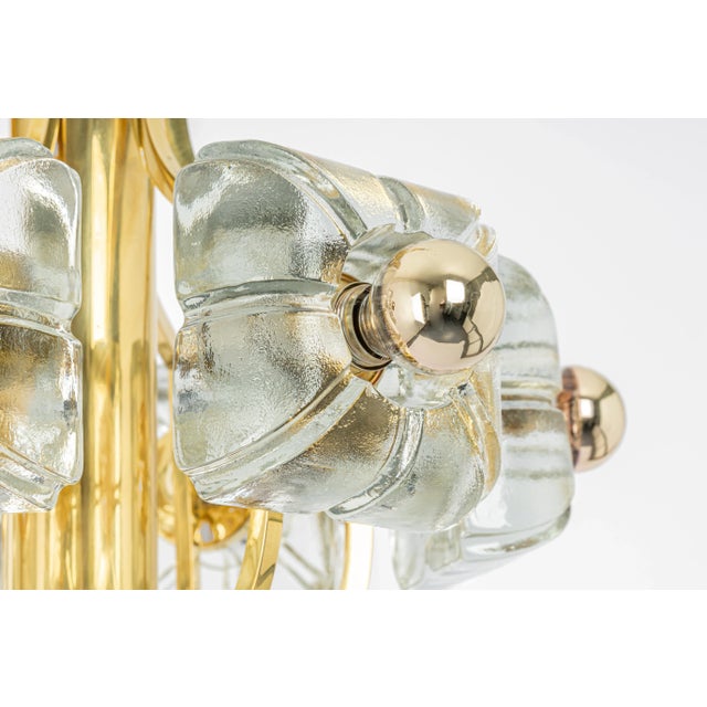 Large Brass and Crystal Glass Pendant by Sische, Germany, 1970s For Sale - Image 3 of 11
